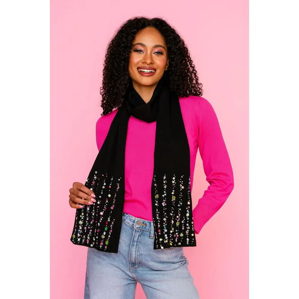 Betsey Johnson New York Black Scarkle Scarf    Women's One Size